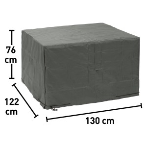 Szary pokrowiec na meble ogrodowe, 130x122x76 cm, z zamkami i sznurkiem.