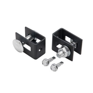 Złącza U Polargos (2 szt.) do paneli ogrodzeniowych, antracytowo szare, ze śrubami.