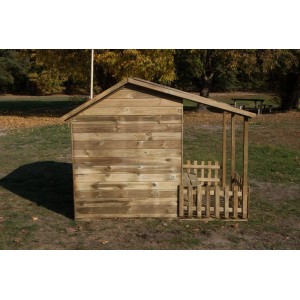 Drewniany domek do zabawy dla dzieci w ogrodzie. Kategoria: Domki.