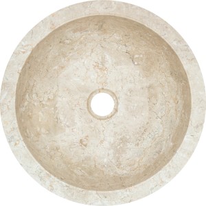Okrągła umywalka nablatowa baliv WBA-7040 z marmuru, Ø 40 cm, z naturalnym wzorem.