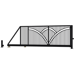 Czarny metalowy panel ogrodzeniowy z dekoracyjnymi łukami. Kategoria: Ogrodzenia metalowe.