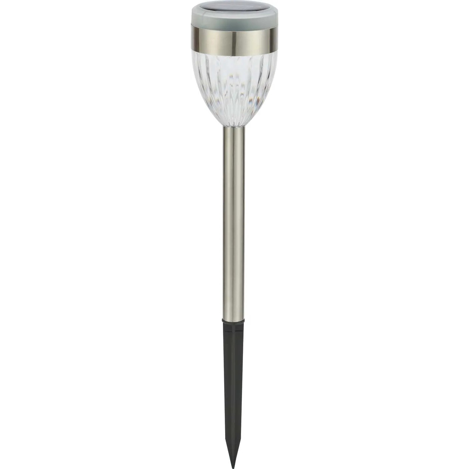 Lampa solarna 4xLED do gruntu zimna biel+RGB IP44 wys. 36 cm srebrna