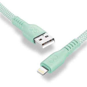 Miętowy kabel do ładowania t.b.t. z USB i złączem Lightning do akcesoriów telefonicznych.