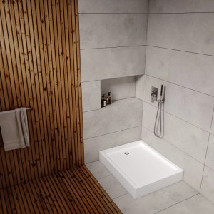 Brodzik prostokątny Schedpol Billig 80x100x16 cm biały gładki ryflowane dno