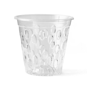 Przezroczysta doniczka/osłonka t.b.t. z owalnym wzorem.