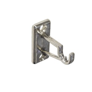 Srebrny wspornik ścienny do karniszy, do montażu drążków do zasłon.