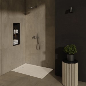 Brodzik prostokątny Schedpol Larix 80x100x4,5 cm kaszmir strukturalny