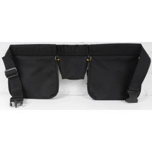 Regulowany pas narzędziowy Stanley z nylonu z kieszeniami i klamrą.