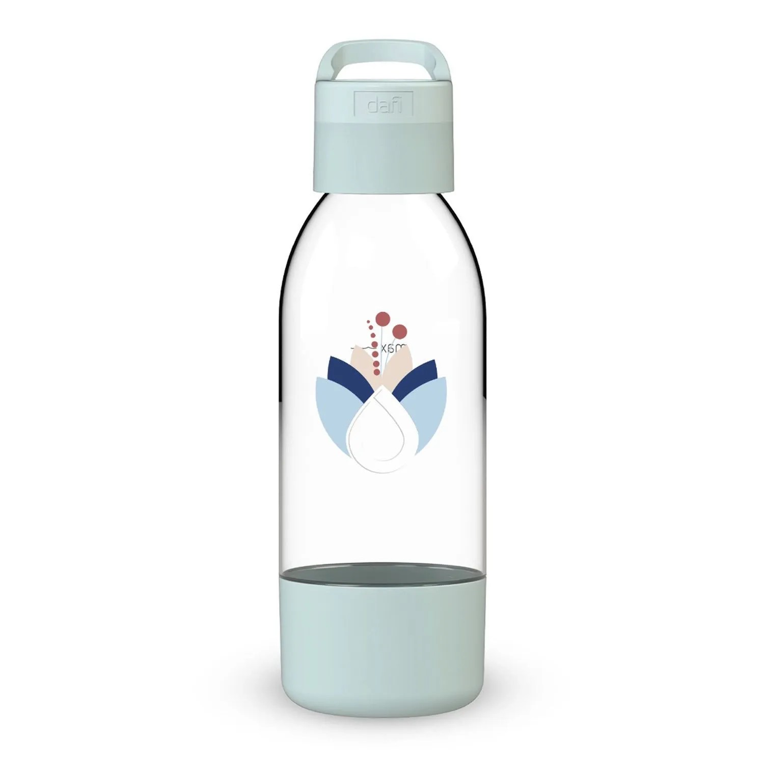 Dafi Butelka do saturatora PushAir Kwiaty miętowa z uchwytem - 0,5 l