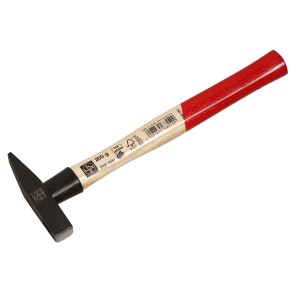 Młotek ślusarski LUX 200g z jesionowym trzonkiem i czerwonym uchwytem. Młotek do warsztatu i majsterkowania.