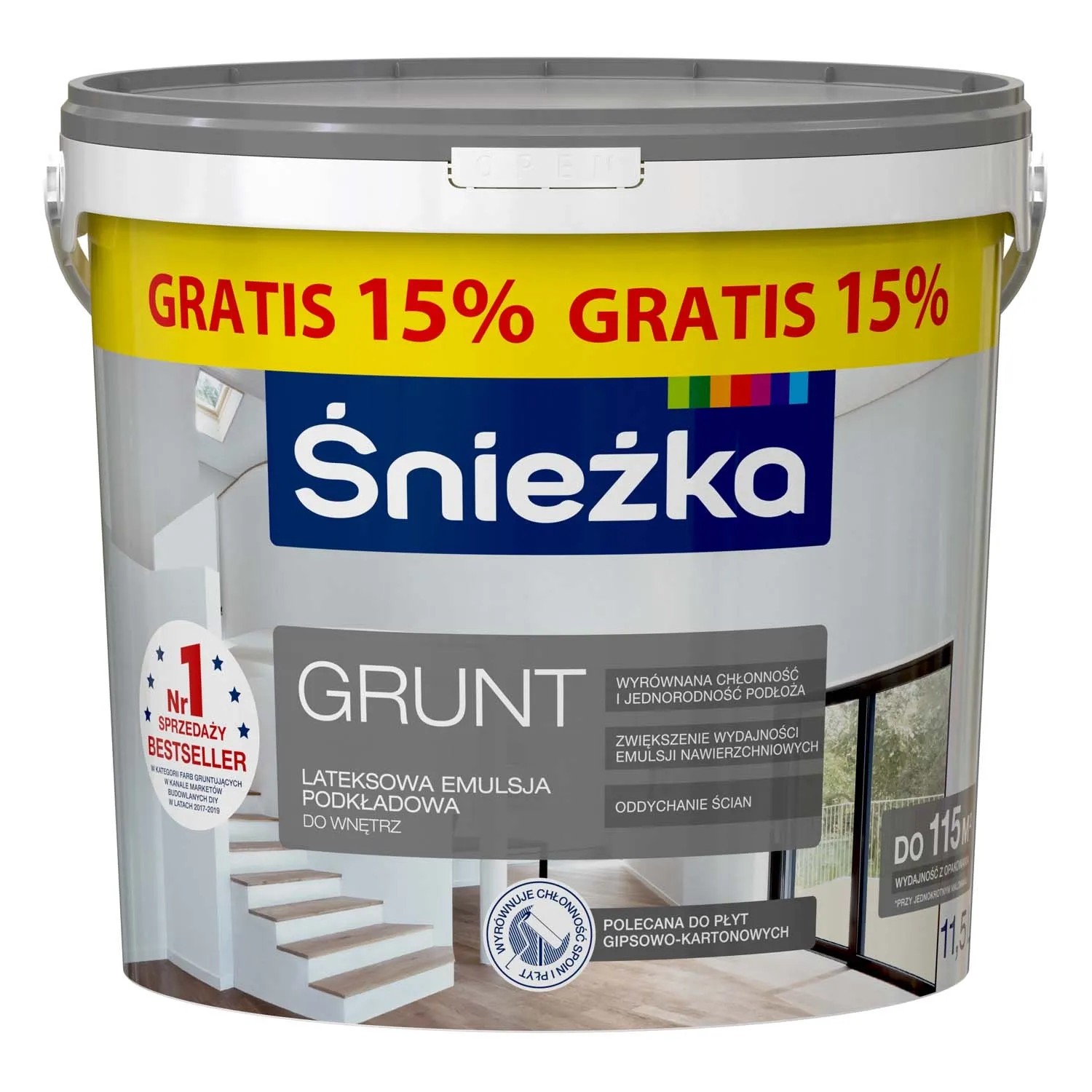 Farba podkładowa Śnieżka Grunt biała 10 l + 15% gratis