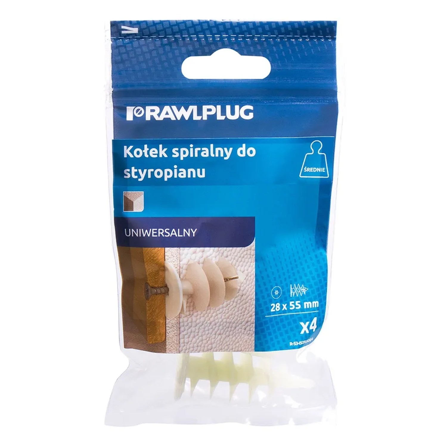 Rawlplug Kołek do styropianu spiralny 55mm 4 szt
