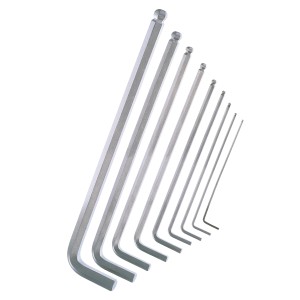 9-częściowy zestaw kluczy trzpieniowych kulistych LUX (1,5-10 mm) ze stali chromowo-wanadowej.