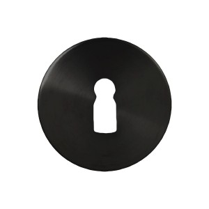 Czarna rozeta na klucz do okuć drzwiowych, pasująca do klamek.