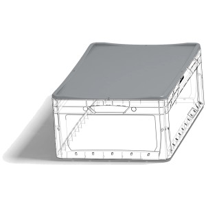 Szara pokrywa do pojemnika Eurobox-System 40x30 cm, pasująca i układana w stosy do przechowywania bez kurzu.