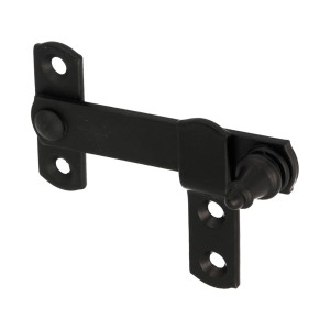 Czarny, metalowy rygiel t.b.t. do drzwi i okien.