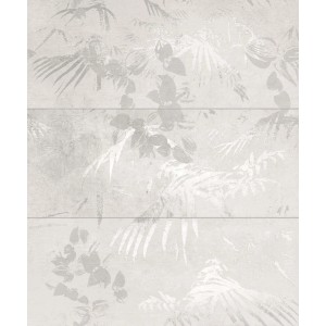 Panel dekoracyjny z motywem kwiatowym w odcieniach bieli i szarości.