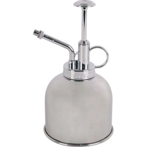 Metalowy rozpylacz do kwiatów t.b.t. w kolorze srebrnym.