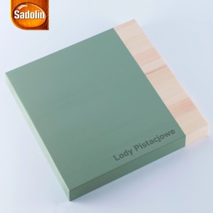 Próbka koloru farby ochronnej w kolorze pistacjowym.