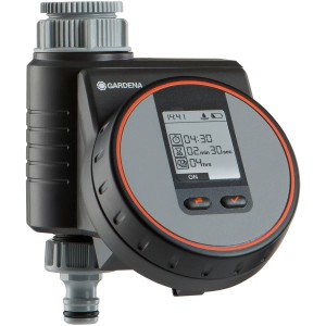 Komputer nawadniający Gardena Flex do automatycznego nawadniania ogrodu z wyświetlaczem.