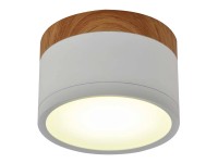 Candellux Oprawa LED natynkowa śr. 8,8 cm drewno/biała 9W 590 lm 4000K