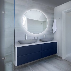 Lustro LED Bright Round Srebrne Zimne 70x70 cm