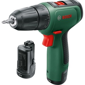 Wiertarko-wkrętarka akumulatorowa Bosch EasyDrill 1200 z akumulatorem, zielono-czarna, do wkręcania i wiercenia.