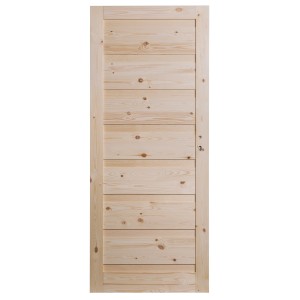 Surowe drewniane drzwi wewnętrzne.