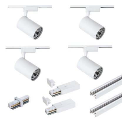 DPM Zestaw systemu szynowego z 4 reflektorami LED biały 15W 1250 lm 4000K X-LINE