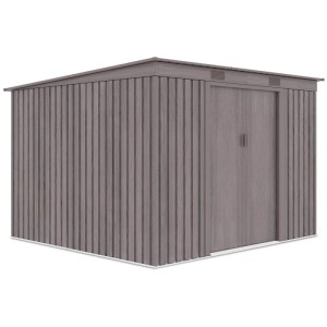 Domek ogrodowy metalowy Oregon Light Wood - 261x241 cm, wys. 176 cm