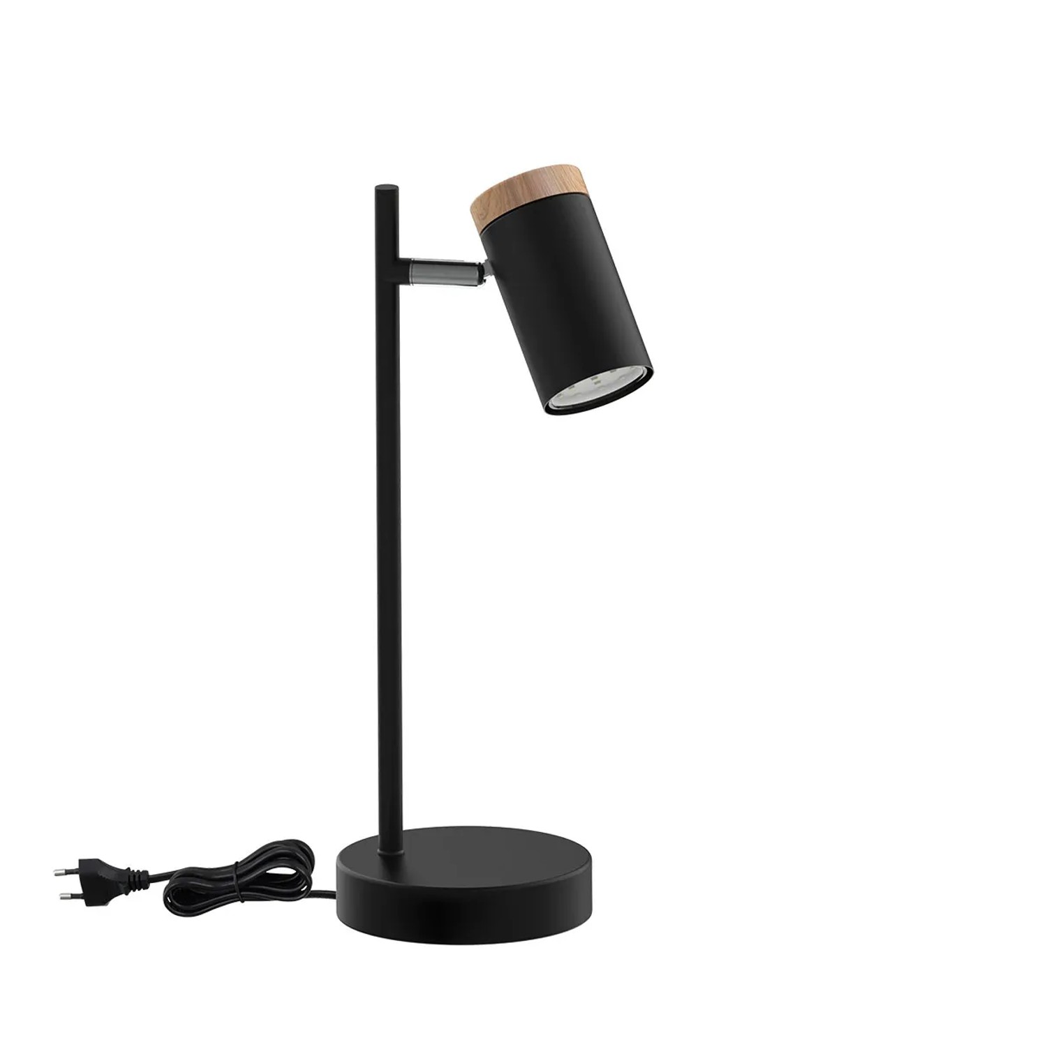 Lampa stołowa LAGOS czarny 1x15w gu10 klosz czarny+drewniany