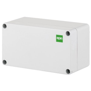 Biała puszka natynkowa do suchej zabudowy, prostokątna.