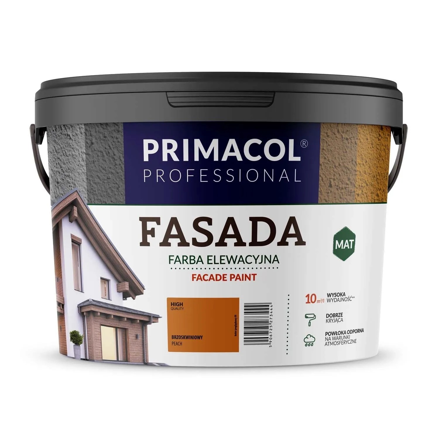 Farba elewacyjna Primacol Fasada Eco 9 l brzoskwiniowa