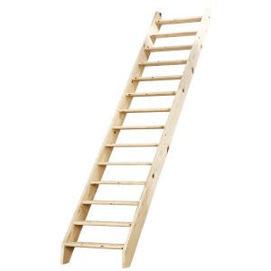 Drewniane schody wewnętrzne, surowe drewno świerkowe, idealne do majsterkowania.