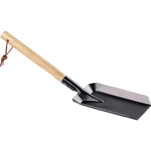 Metalowa łopatka do węgla z drewnianą rączką do grilla i kominka.
