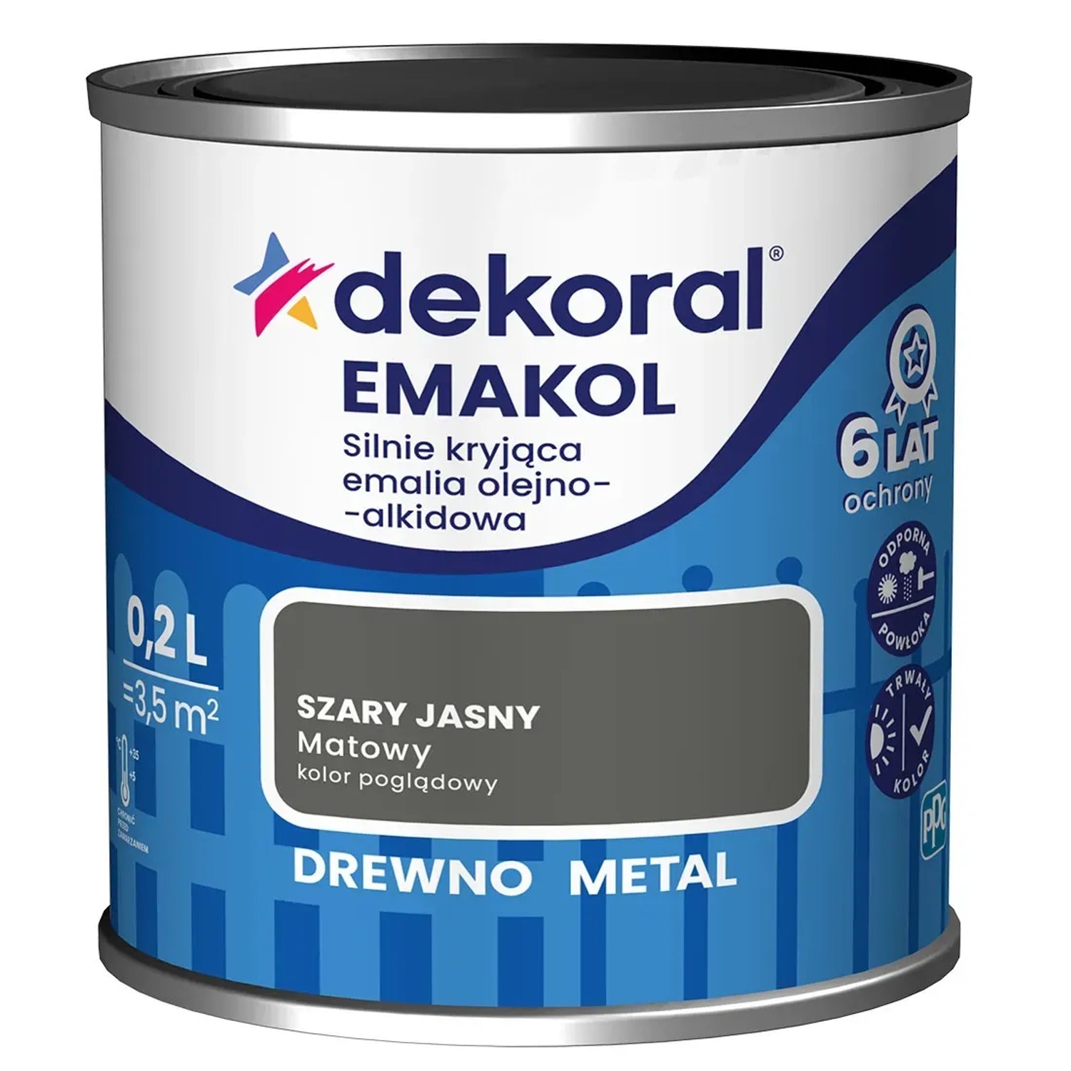 Dekoral Emalia Emakol Strong szary jasny matowy 200 ml