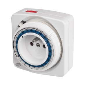 Analogowy wyłącznik czasowy do automatyki domowej, biały.