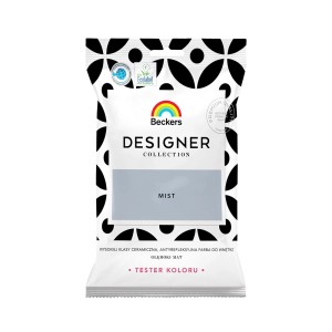 Tester koloru 'Mist' Beckers Designer Collection, szara farba do ścian w saszetce.