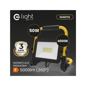 t.b.t. Reflektor LED, 50W, przenośny, żółto-czarny. Idealny na budowę i do warsztatu.