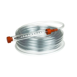 t.b.t. narzędzie pomiarowe, przezroczysty zwój węża z czerwonym cylindrem pomiarowym.