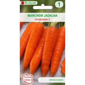 Opakowanie nasion marchwi 'Amsterdam 2': Świeże, pomarańczowe marchewki. Idealne do uprawy warzyw w ogrodzie.