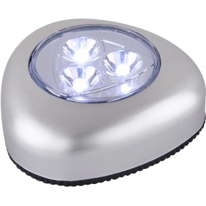 Globo LED-Pushlight Flashlight, srebrna lampa robocza z trzema diodami LED.