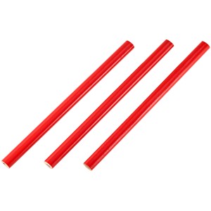Zestaw trzech czerwonych ołówków stolarskich, długość 18 cm, do oznaczania drewna.