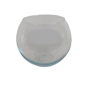 Przezroczysta, okrągła szklana misa (Las w szkle) do dekoracji lub roślin.