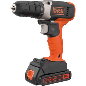 Wiertarko-wkrętarka akumulatorowa Black+Decker 18V BCD001C1 z akumulatorem 1,5 Ah, pomarańczowo-czarna