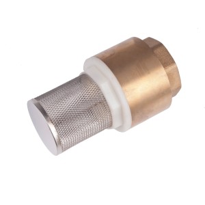 Mosiężny zawór zwrotny z filtrem do pomp i instalacji wodnych.