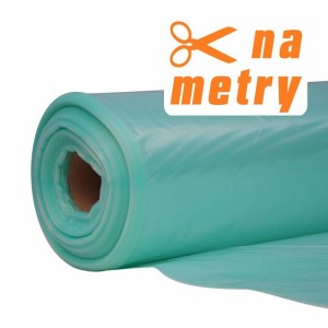 Rolka przezroczystej folii, sprzedawana na metry do budowy i ogrodu.