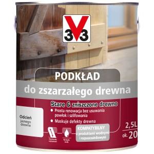 Puszka t.b.t. podkładu do drewna poszarzałego. Idealny do przygotowania drewna do dalszej obróbki.