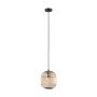 Lampa wisząca Eglo Bordesley, 1-punktowa, czarno-naturalna. Lampa wisząca z bambusowym kloszem na żarówkę E27.