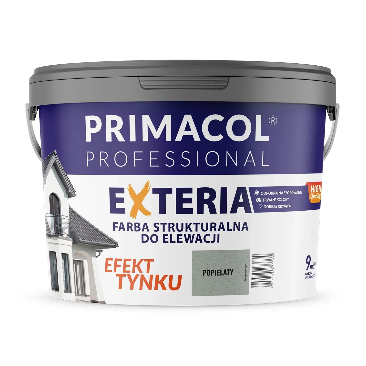 Farba elewacyjna Primacol Exteria strukturalna popielaty 9 l